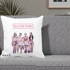 Perna Personalizata K-pop BLACKPINK Fotografie Grup Tinute Roz, 40x40 cm, Alba Mata, Husa Detasabila, Perna Inclusa, BEKZ®