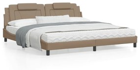 3208121 vidaXL Cadru de pat cu tăblie, cappuccino, 200x200 cm, piele ecologică