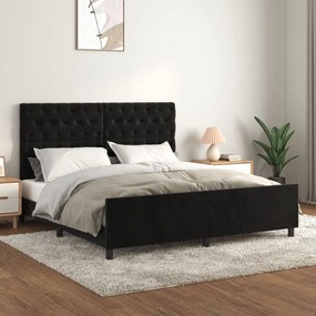 3125948 vidaXL Cadru de pat cu tăblie, negru, 160x200 cm, catifea