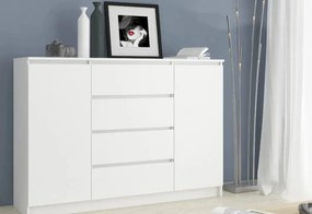 Supermobel Comoda AREVA K140 2D4SZ, 138x99x40, alb/alb luciu