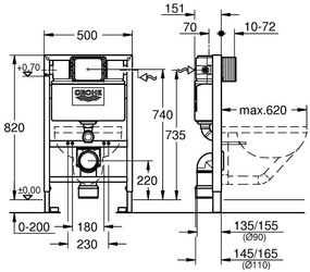 Grohe Rapid SL Rezervor incastrat WC cu cadru, H82 cm