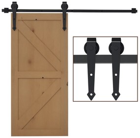HOMCOM Kit pentru Usa Glisanta Greutate 100kg, Sina pentru Usa Glisanta cu Roti Stil Rustic, Negru