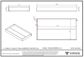 Sertar pentru pat TOD alb pentru copii, din colecția TOD, 90 x 140 cm, cu spațiu suplimentar de depozitare – Vipack