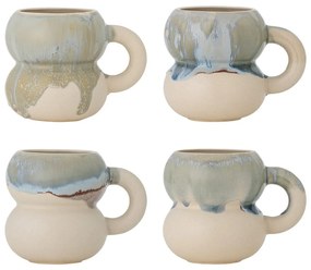 Căni albastre/crem 4 buc. din gresie 400 ml Luna – Bloomingville