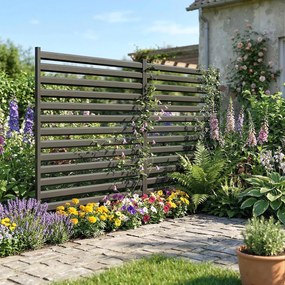 Outsunny Gard de grădină 2 panouri 91 x 152 cm metal gard de protecție vizuală cu stâlpi &amp; capace de protecție rezistent la rugină Negru | Aosom Romania