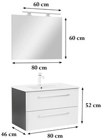 Mobilier complet de baie Vario Clam 80 antracit-alb