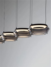 Lustra cu 5 pendule LED, Metal, Negru, Sticla, JAILYN
