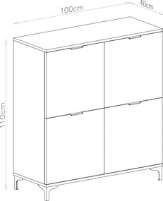 Mazzoni Comodă LANA K-100 Stejar Artisan - DULAP VERTICAL CU 4 UȘI