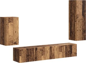 vidaXL Set comodă TV Pe perete 4 pcs Lemn vechi Lemn compozit