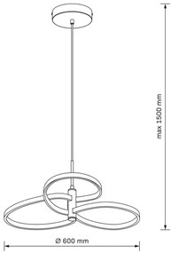 RIBBON Lustră LED pe cablu, 25W, 230V, 4000K, negru