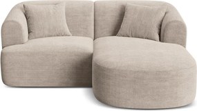 Colțar maro deschis cu tapițerie din catifea reiată (cu colț pe partea dreaptă/cu șezlong) Campi – Cosmopolitan Design