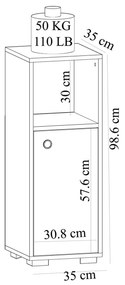 Dulap de baie multifunctional Alb/Stejar 35 x 35 x 986 cm