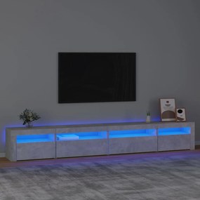 vidaXL Comodă TV cu lumini LED, gri beton, 270x35x40 cm