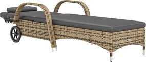 Outsunny Șezlong de soare cu saltea spătar reglabil multipoziții cotiere roți 200 x 73 x 30-103 cm galben | Aosom Romania