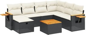 vidaXL Set mobilier de grădină cu perne, 8 piese, negru, poliratan