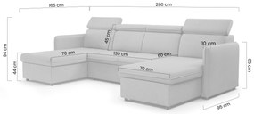 Colţar Barcelia U extensibil - țesătură de acoperire Asti 03