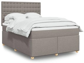 vidaXL Pat box spring cu saltea, gri taupe, 140x200 cm, textil