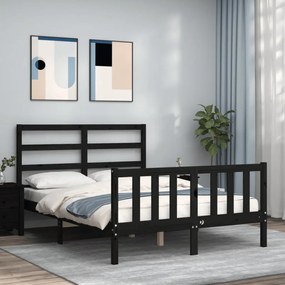 3191910 vidaXL Cadru de pat cu tăblie, negru, 140x200 cm, lemn masiv
