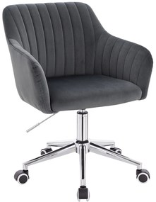 HR190K Scaun Grafit din Catifea cu Bază Cromata