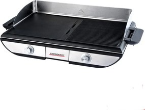 Grаtar electric cu plаci mobile Gastroback Advanced Pro 42523, 2300 W, 50 x 30 cm, 90-240°C, Nuprafata neteda/striata, Antiaderenta, Tava pentru grasime, Negru/Inoxidabil