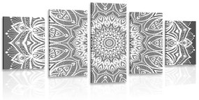 Tablou 5-piese Mandala armonie în design alb-negru