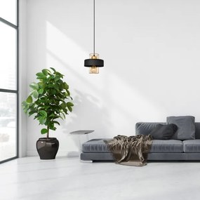 Lustră pe cablu VOLTA 1xE27/15W/230V neagră/aurie