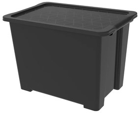 Cutie de depozitare negru lucios din plastic cu capac Evo Easy - Rotho