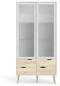 Vitrină, alb/stejar sonoma, OSLO 75462