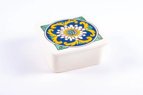 Cutie de depozitare din ceramică decorativă Floare Albă