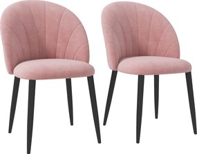 HOMCOM Set 2 Scaune Tapițate cu Design Nordic și Ergonomic, Scaune Bucatarie și Living din Catifea, 52x54x79 cm, Roz | Aosom Romania