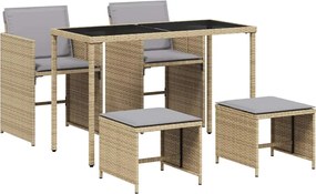 vidaXL Set mobilier pentru grădină, 5 piese, cu perne, bej, poliratan
