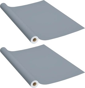 vidaXL Folii de mobilier autoadezive, 2 buc., gri, 500 x 90 cm, PVC