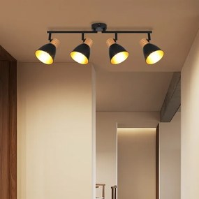 Brilagi - Plafonieră ODENSE cu 4 spoturi, 4xE14/10W/230V, lemn de cauciuc, negru