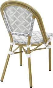 Scaun Lauria, aluminiu/textil, alb, gri, cadru cu efect de bambus