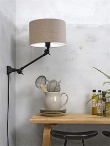 Aplica cu brat articulat Amsterdam S, abajur dark linen