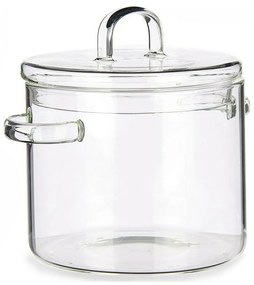 Oală cu capac sticlă borosilicată transparent (15,4 x 16,8 x 20,5 cm)