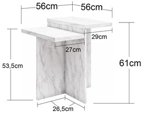 Măsuță de cafea albă cu aspect de marmură 56x56 cm Brielle – CosmoLiving by Cosmopolitan