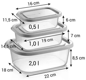 Caserole de congelare Tescoma 4FOOD, 3 buc, 0,5 l,1 l, 2 l