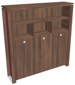 Dulap înalt pentru haine Verno+ S 200 x 46 x 210 cm, cu rafturi, nuc / roșu