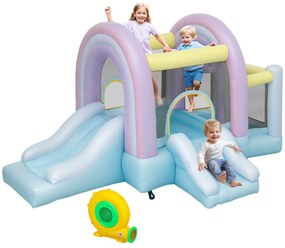 AIYAPLAY Hüpfburg, Piscină cu Bile, 2 Tobogane, Țesătură Oxford, Rezistent la UV, Blower, Colorat | Aosom Romania