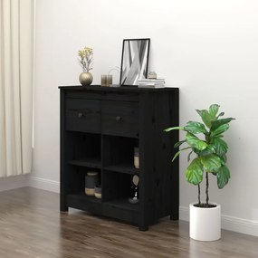 vidaXL Servantă, negru, 70x35x80 cm, lemn masiv de pin
