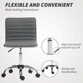 HOMCOM Scaun Ergonomic de Birou cu Înălțime Reglabilă, Șezut Pivotant și 5 Rotile, 48x52x78-90 cm, Gri Închis | Aosom Romania