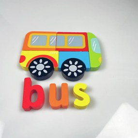 Puzzle din lemn pentru copii "Autobuz"