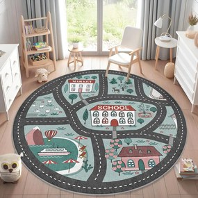 Covor de joacă pentru copii lavabil ø150 cm Happy Neighbourhood – Mila Home