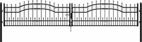 vidaXL Poartă de gard Kampen cu vârf tip suliță, negru, 394,5x78 cm, oțel