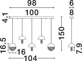 Lustra decorativa liniara cu 5 pendule LED 3000K DORIN