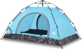 vidaXL Cort de camping pentru 3 persoane, setare rapidă, albastru