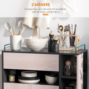 HOMCOM Cărucior de Bucătărie cu Roți și Dulap pentru Depozitare Mobilier Modern pentru Bucătărie | Aosom Romania