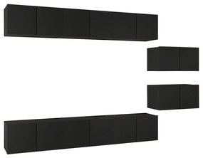 3078832 vidaXL Set dulapuri TV, 8 piese, negru, lemn prelucrat