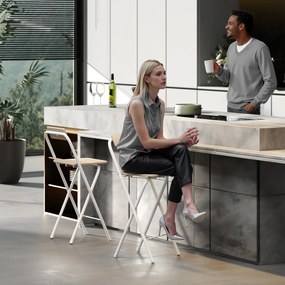 HOMCOM Set 2 Scaune de Bucătărie Pliabile cu Suport pentru Picioare din MDF și Oțel Negru | Aosom Romania